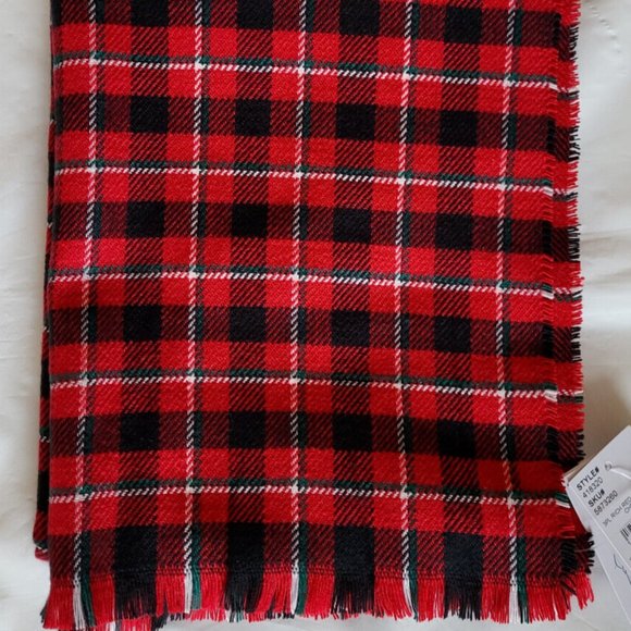 Lands' End Women's Scarf, Rich Red Field Check, NWT - Picture 1 of 4